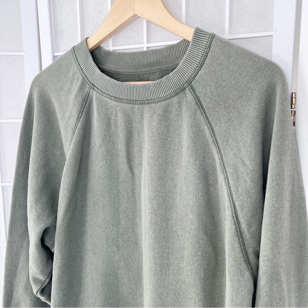 Aerie Oversized Olive Green Jersey Crewneck Pullover Sweatshirt XS - Picture 2 of 7
